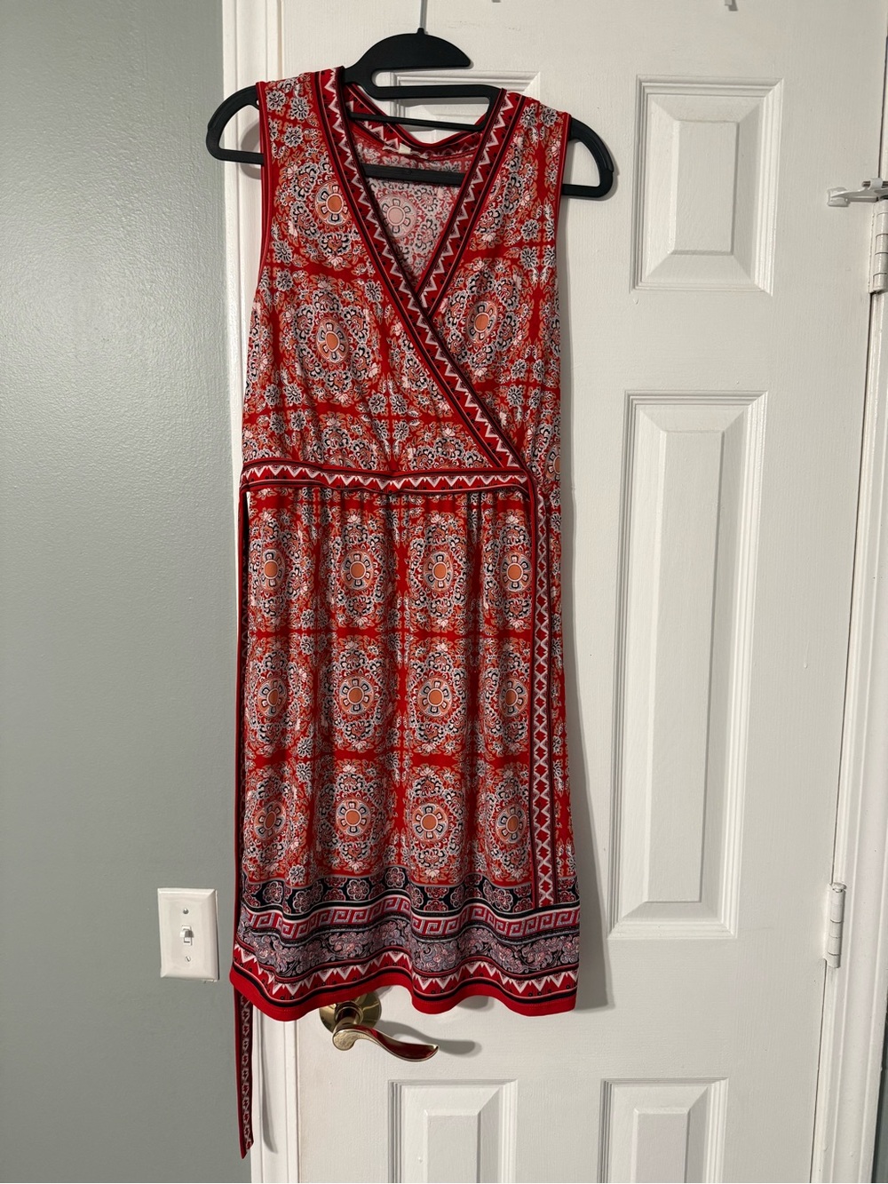 Max Studio Red Printed Sleeveless Dress
